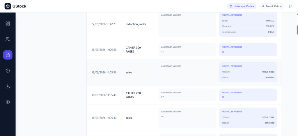 Gstock logiciel de gestion de stock, vente caise